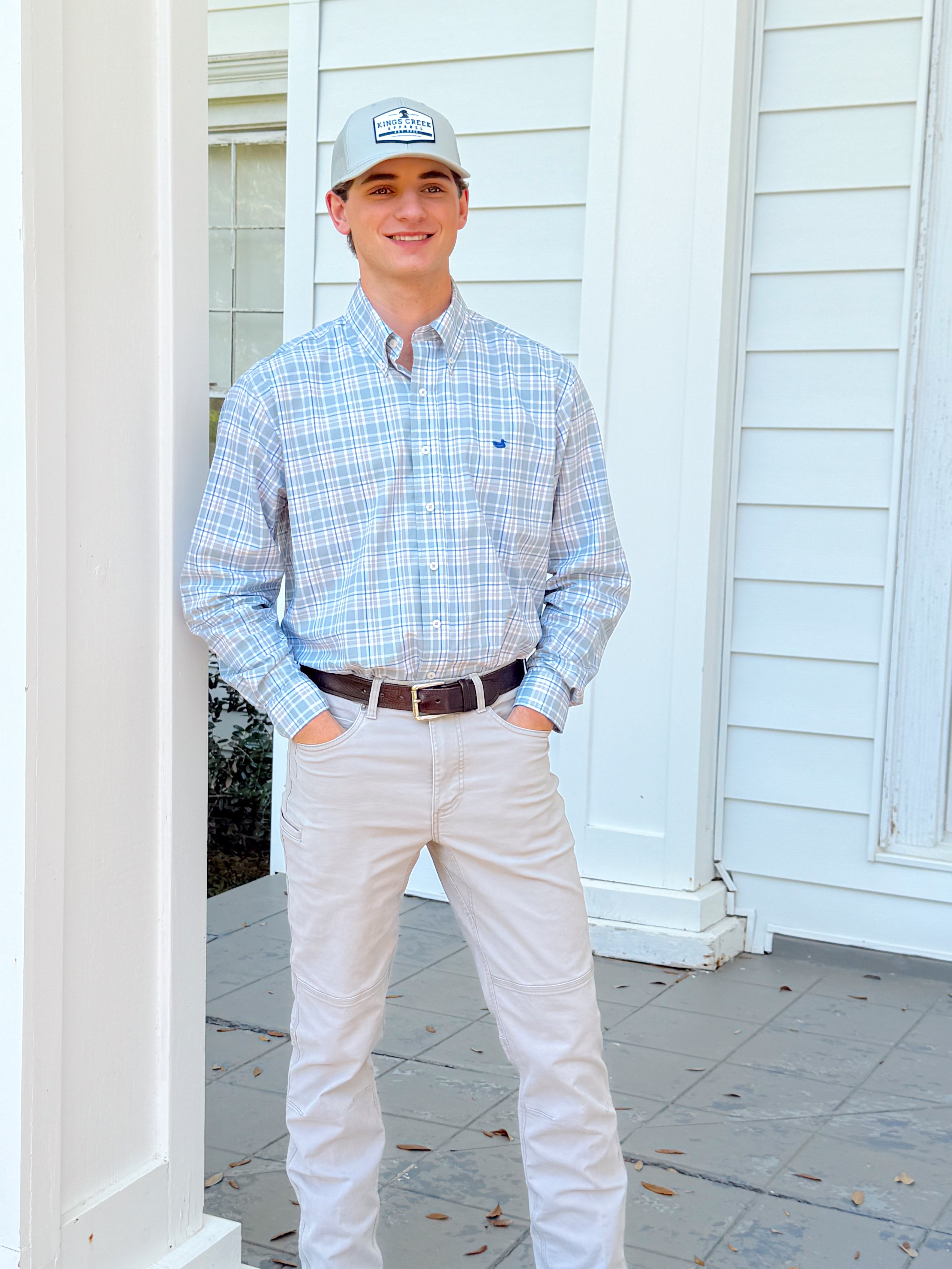 Grainger Performance Plaid Dress Shirt In Sage & Burnt Taupe By Southern Marsh