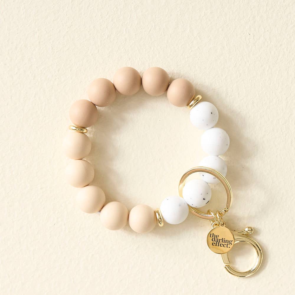 Oatmilk Latte Hands-Free Silicone Beaded Keychain Wristlet