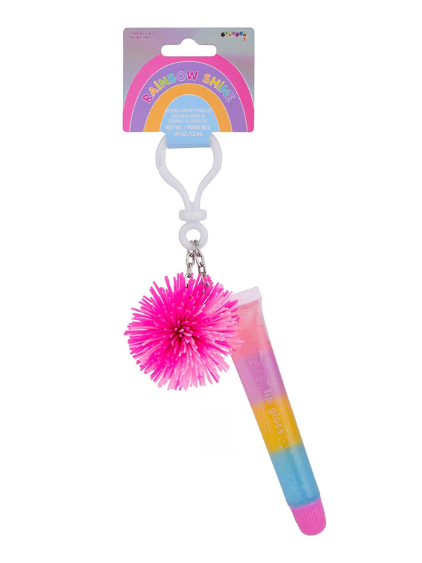 Rainbow Shine Lip Gloss and Key Chain Set