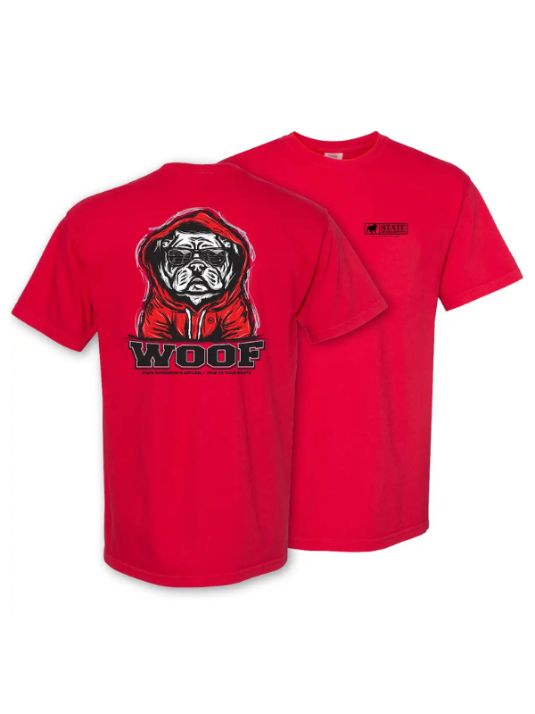 WOOF Bulldog Tee in Red