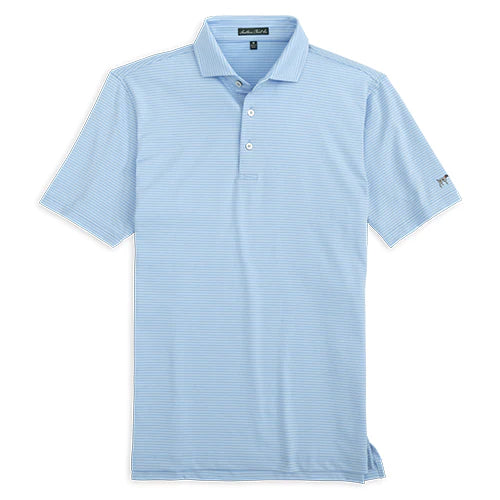Dune Stripe Polo in Powder Blue & River Blue Polo by Southern Point Co.