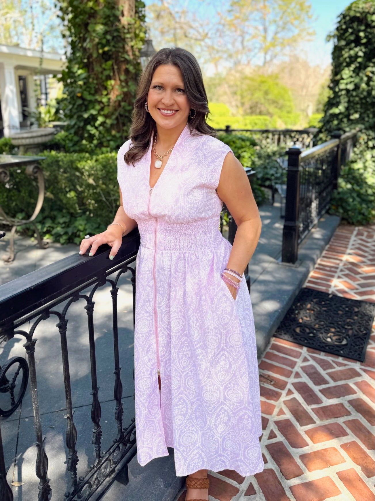 The Brooklyn Eyelet Printed Midi Dress