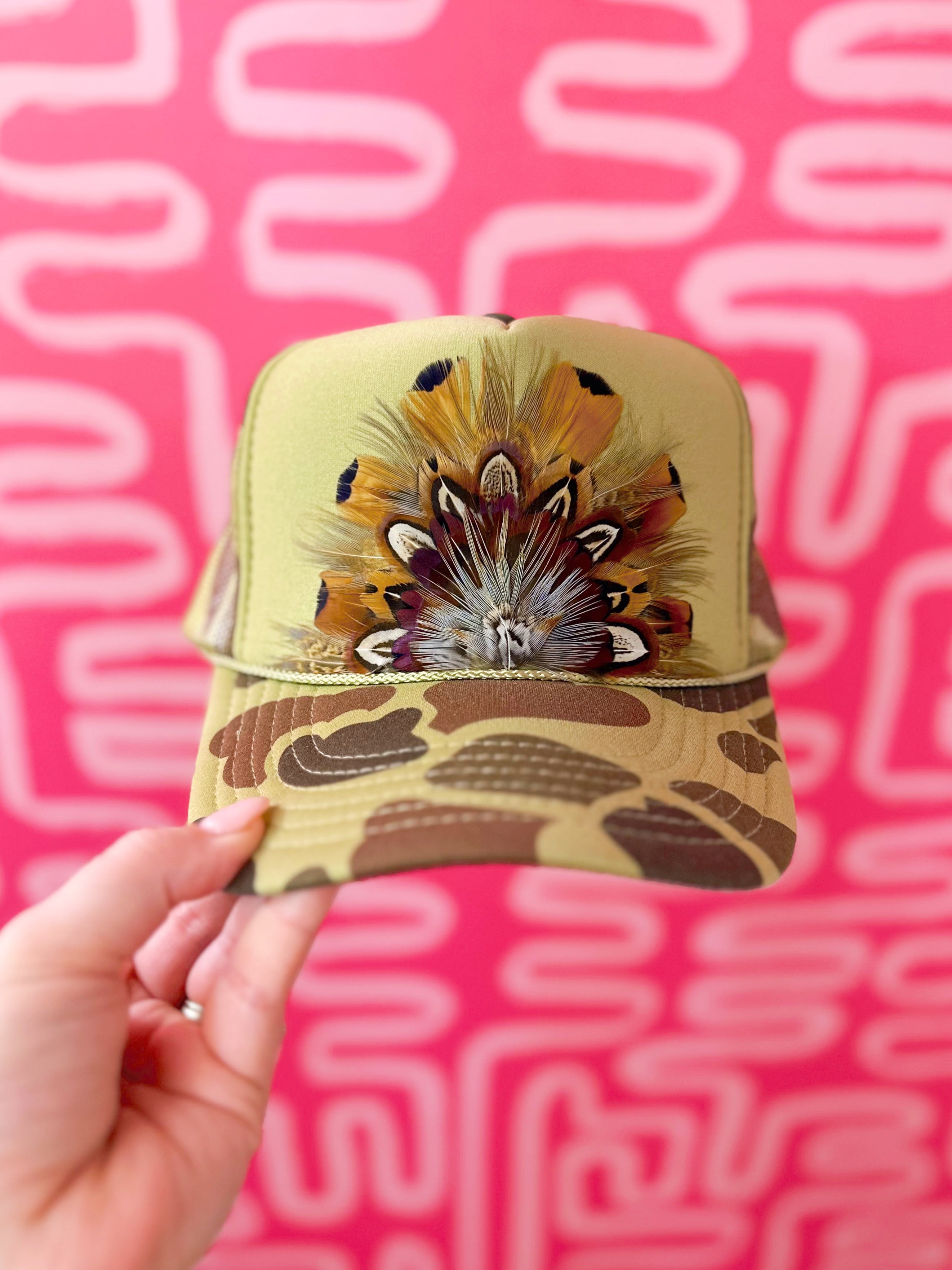 The Jincy Feathered Trucker Hat