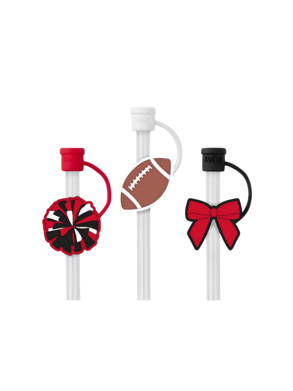 We've Got Spirit Straw Topper Set in Red + Black By Swig