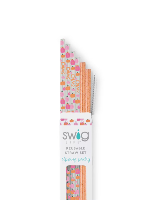 Pumpkins and Bows Reusable Straw Set By Swig