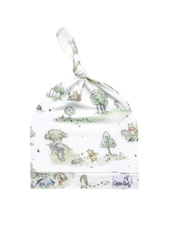 Hundred Acre Wood Newborn Top Knot Hat by Copper Pearl