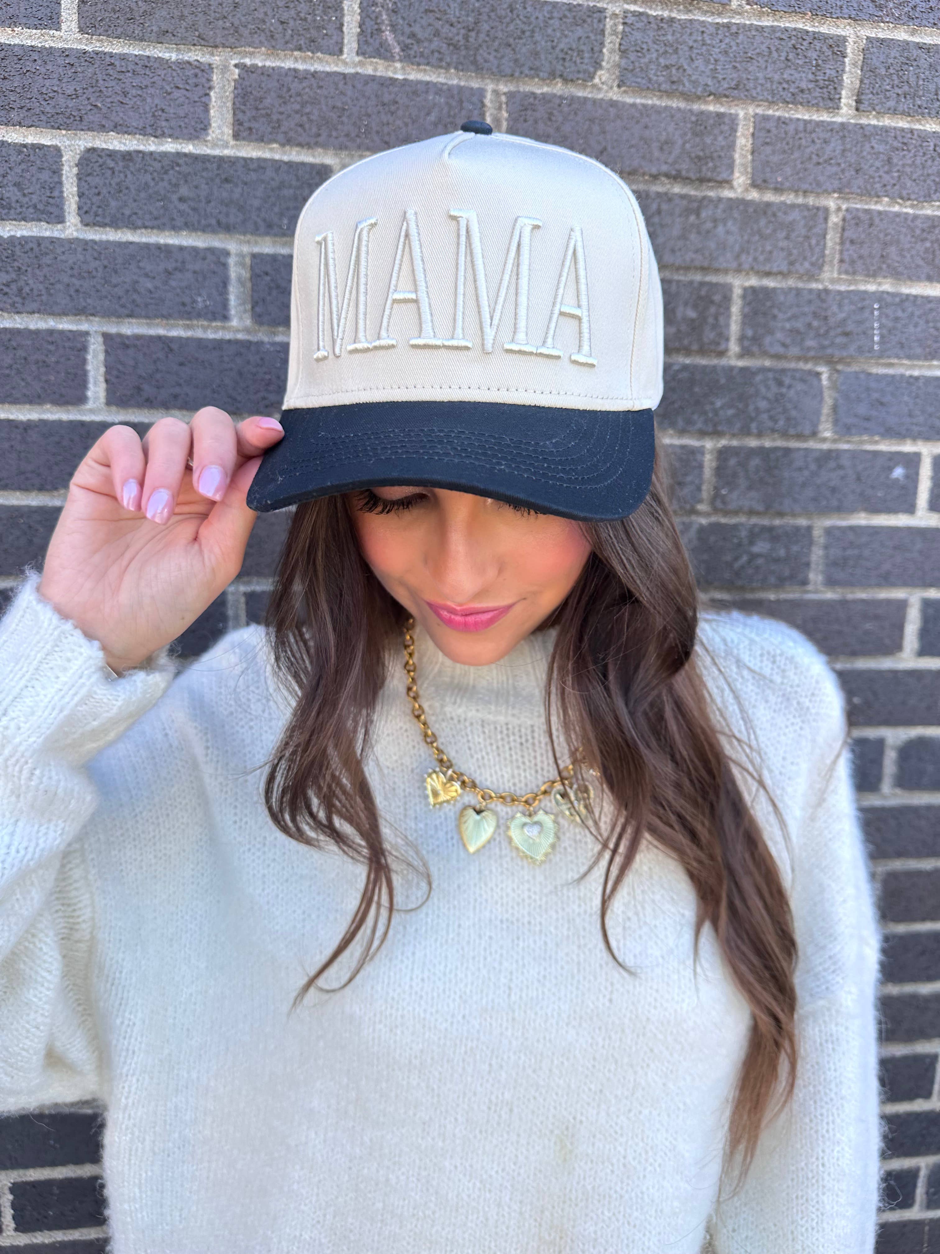 MAMA Monochromatic Embroidered Hat