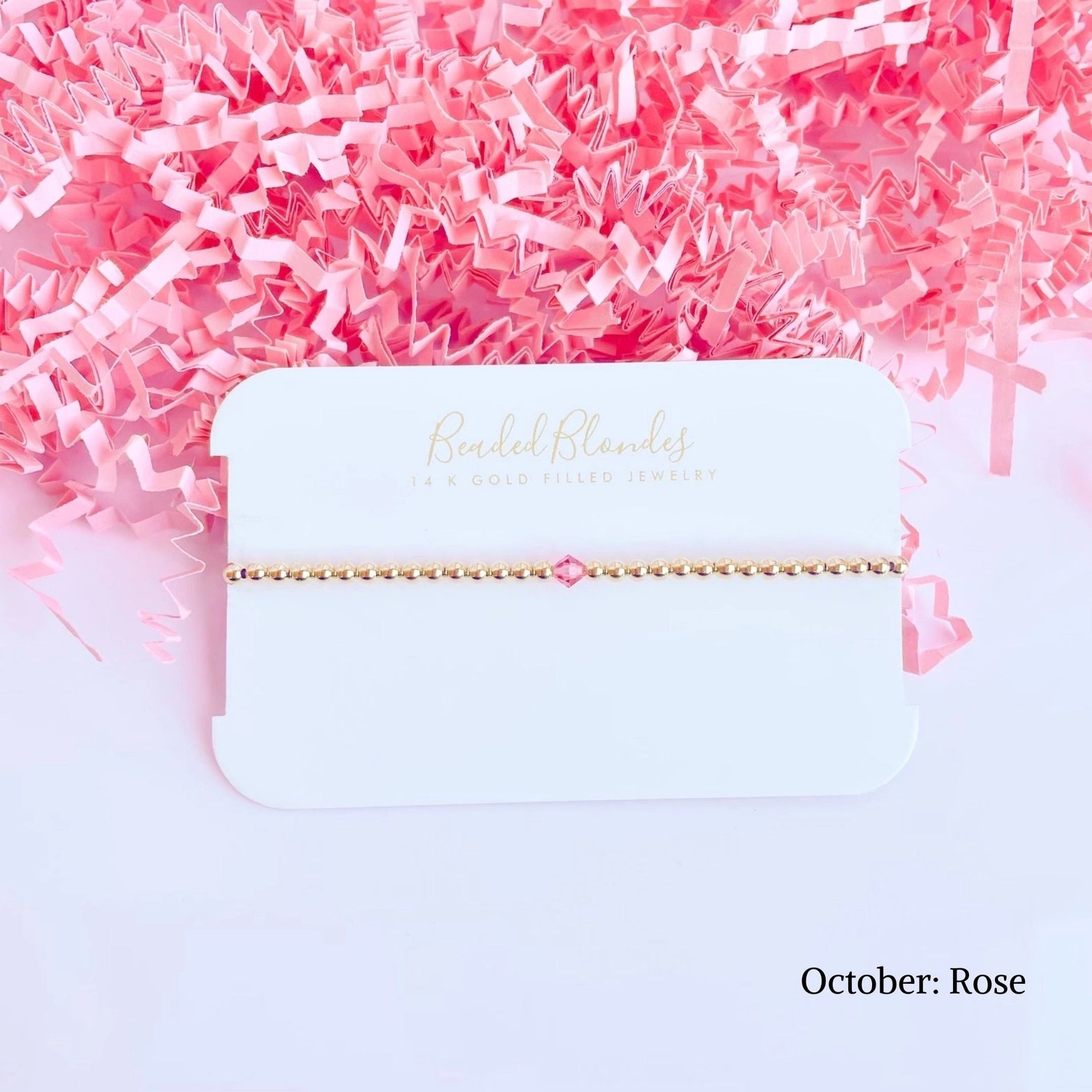 Extended Swarovski October: Rose Beaded Gold Bracelet