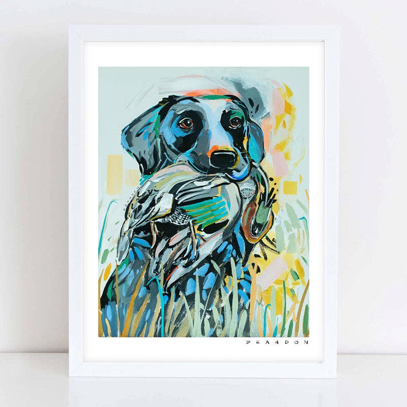 Black Lab with Green-Winged Teal Print by Brandon Thomas- 5x7