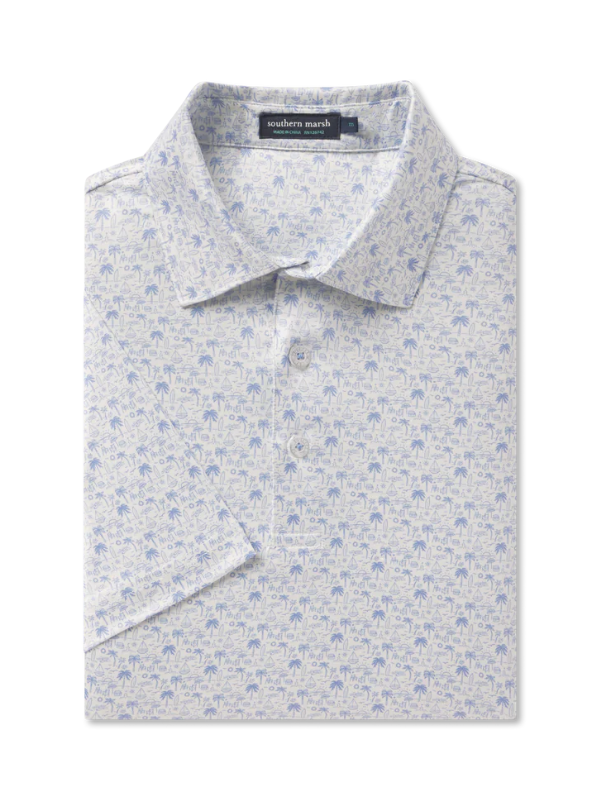 Summertime Blues Performance Polo In French Blue & White By Southern Marsh