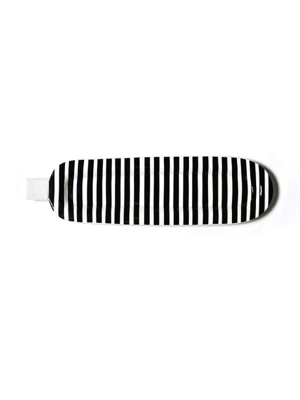 Black Stripe Mini Entertaining Skinny Oval Platter by Happy Everything