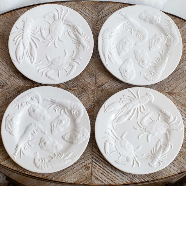 Coastal Seafood Embossed Plates