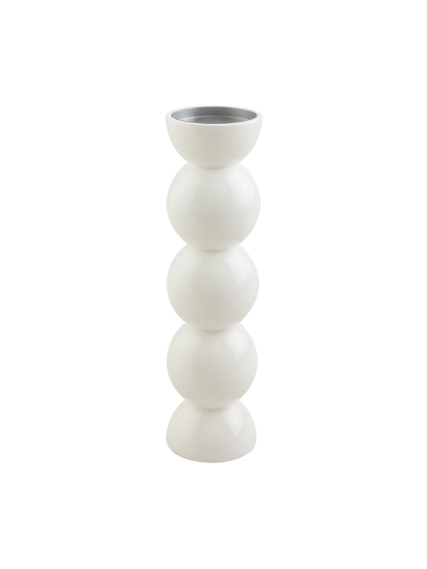 Medium White Lacquer Candle Stick