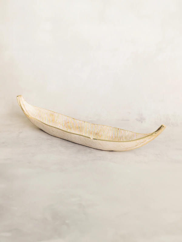 Elaina & Kyle Wedding Registry- Gold & White Leaf Bowl