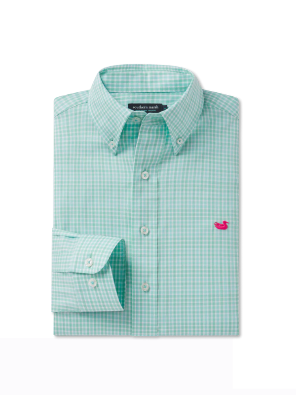 Antigua Blue and Bimini Green Campbell Plaid Dress Shirt