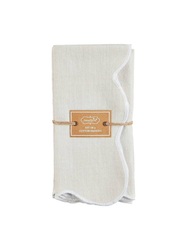 Mud Pie White Scalloped Napkin Set