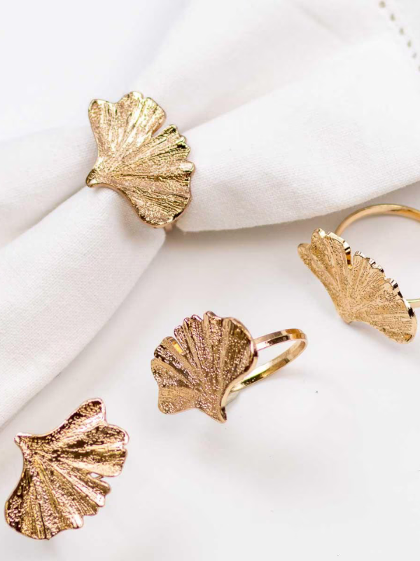 Gold Sea Fan Napkin Rings - Set of Four
