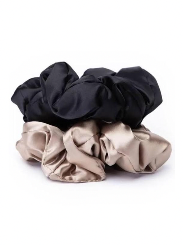 Black & Gold Satin Pillow Scrunchies by Kitsch