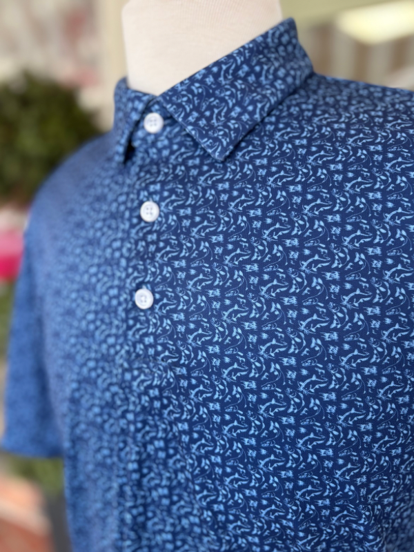 Fishin' In The Dark Performance Polo by Struttin' Cotton