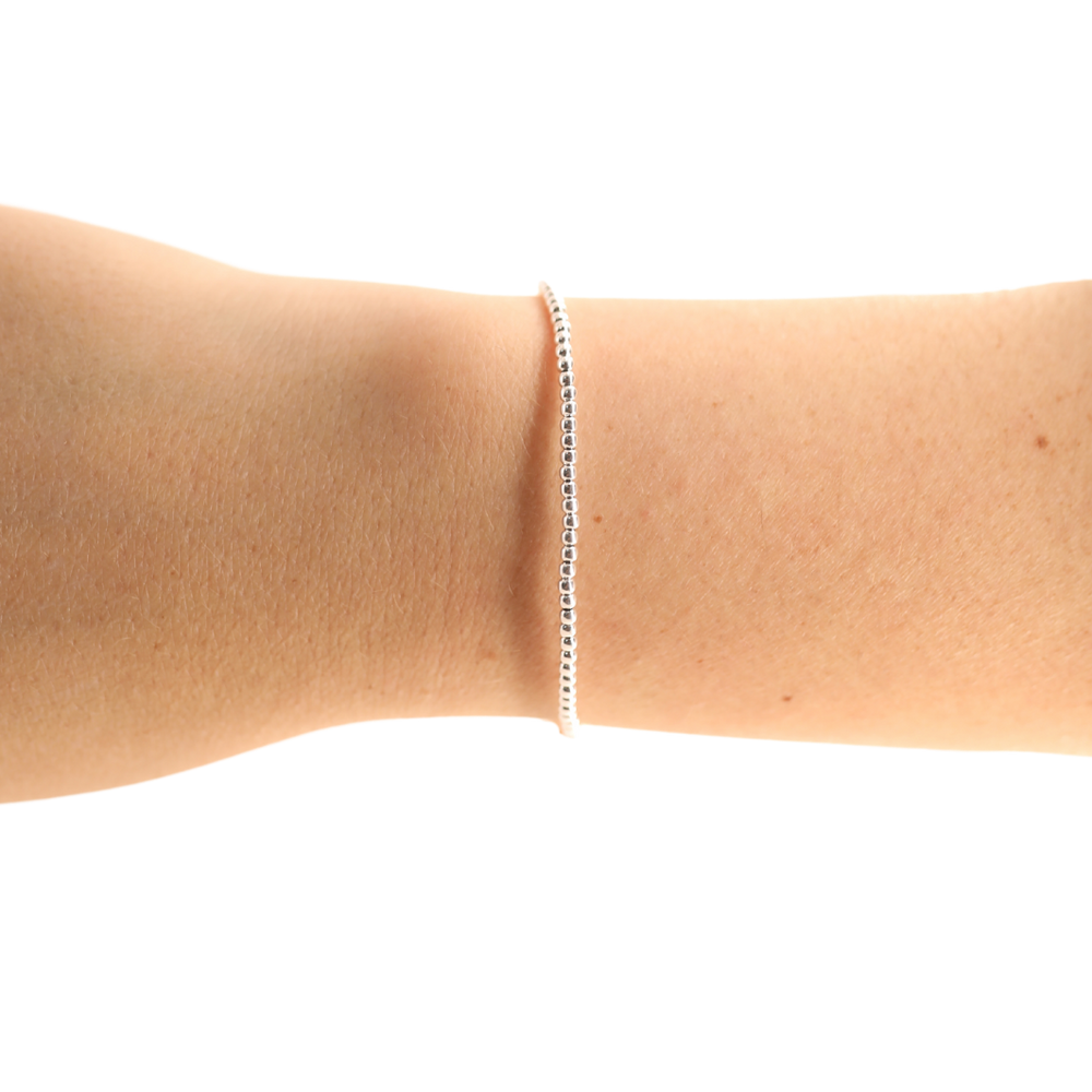 2MM Silver Beaded Bracelet