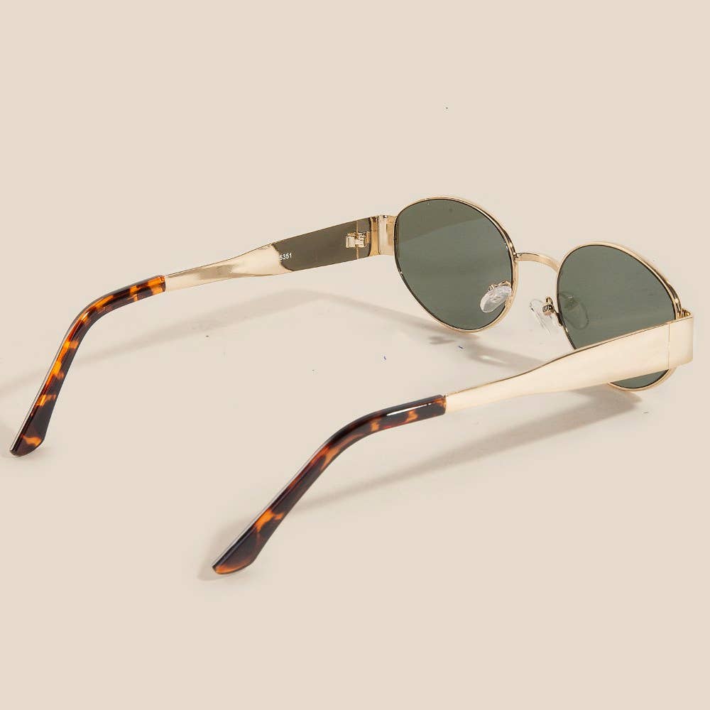 Metal Oval Frame Sunglasses