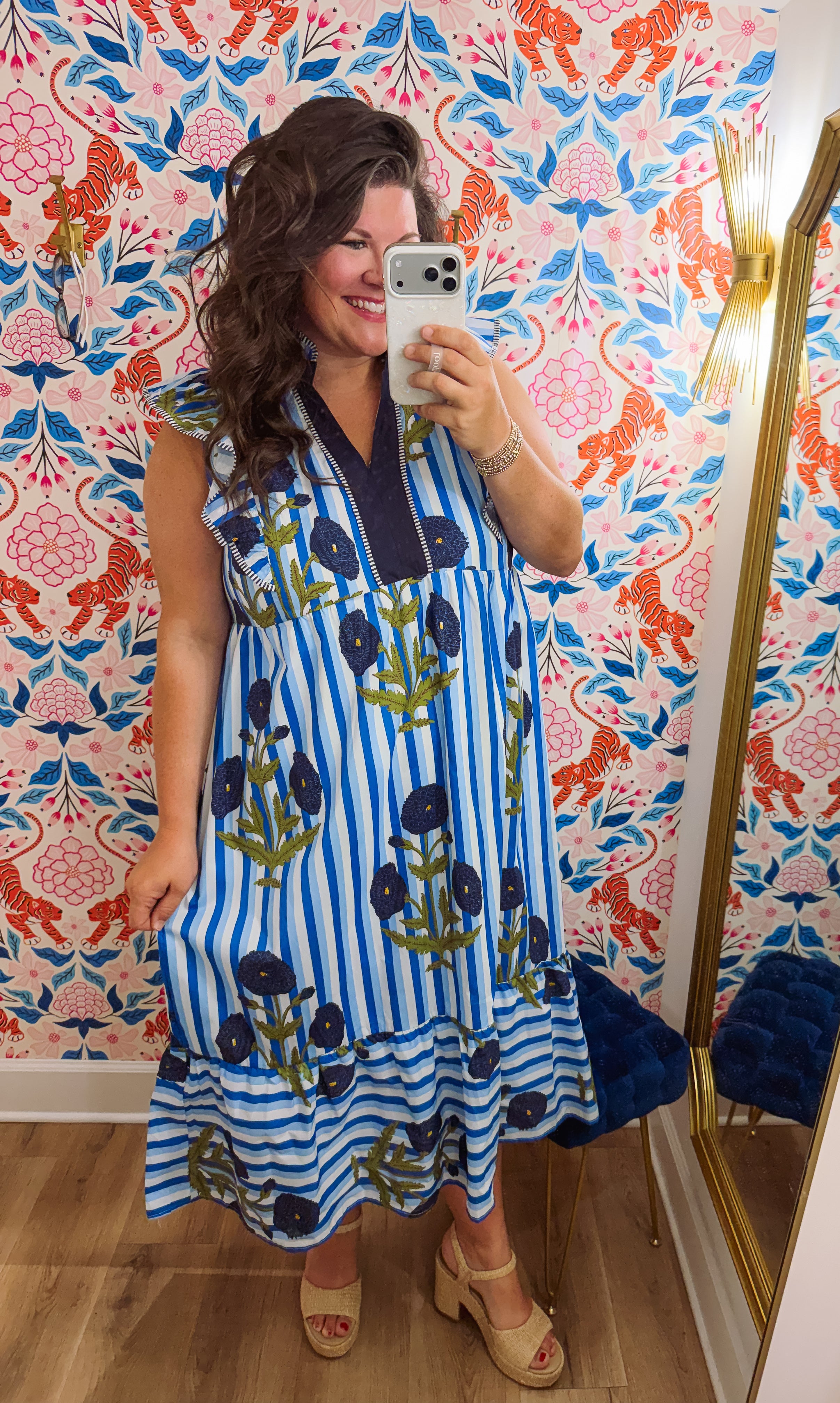 The Hensley Floral Stripe Midi Dress (S-2X)