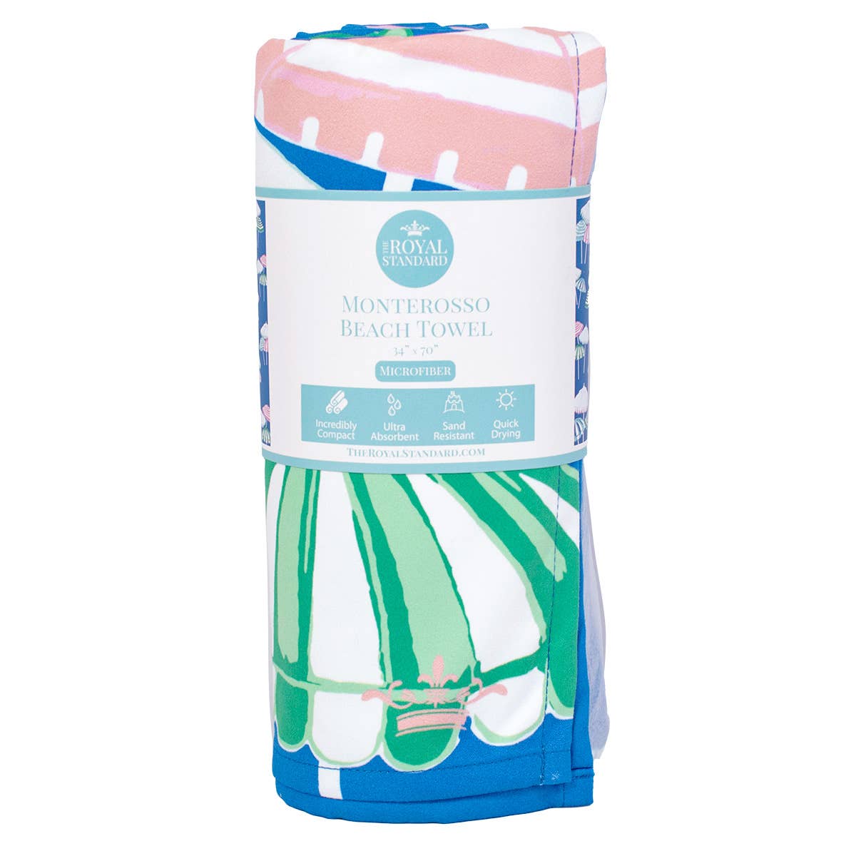 Monterosso Beach Towel- Sapphire/Pink/Capri