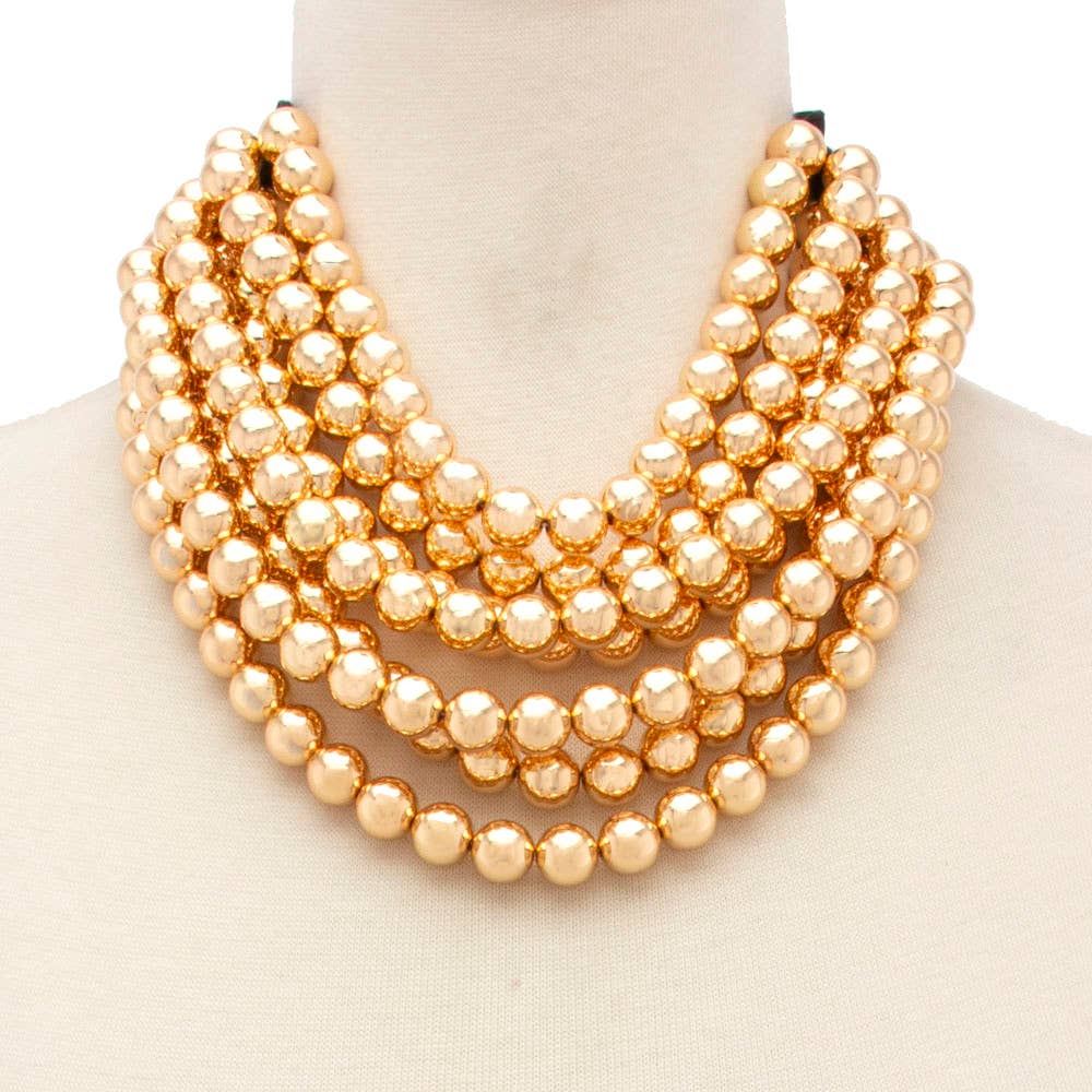 Gold Roxy Chunky Beaded Necklace