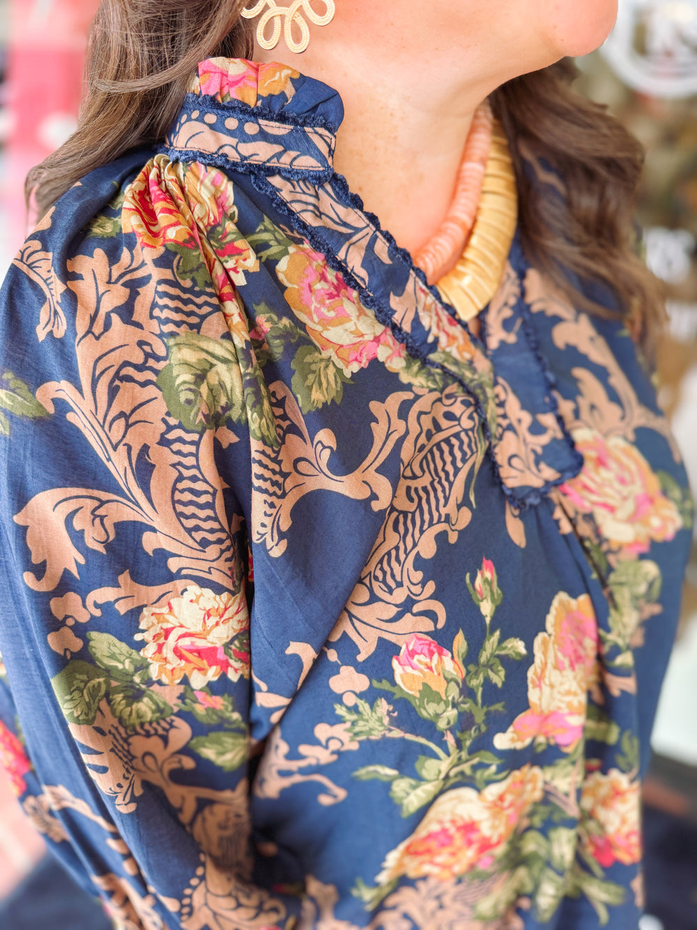 The Chele Floral Ruffle Top (XL-2X)