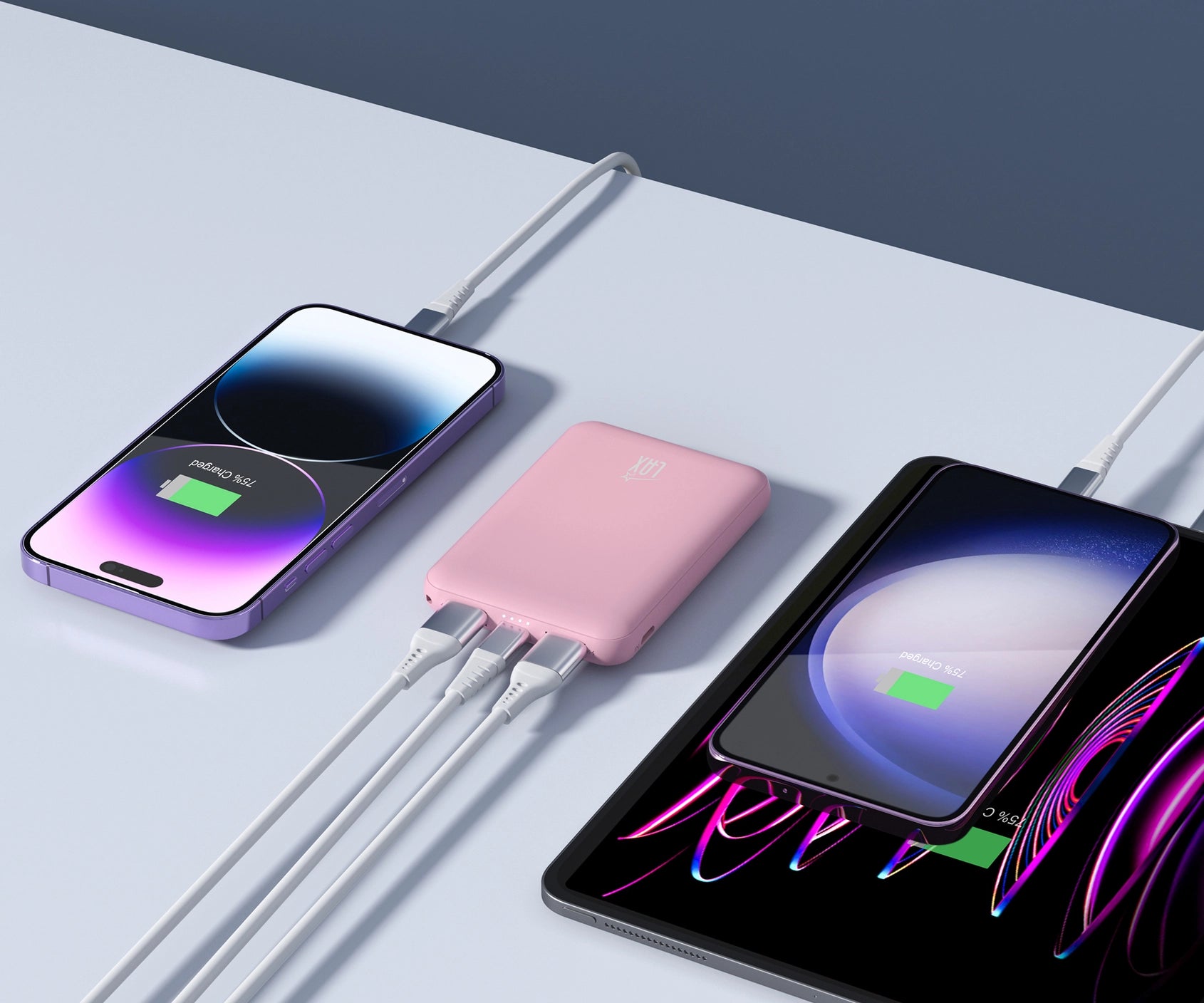 Rapid Charge Portable Power Bank in Pink