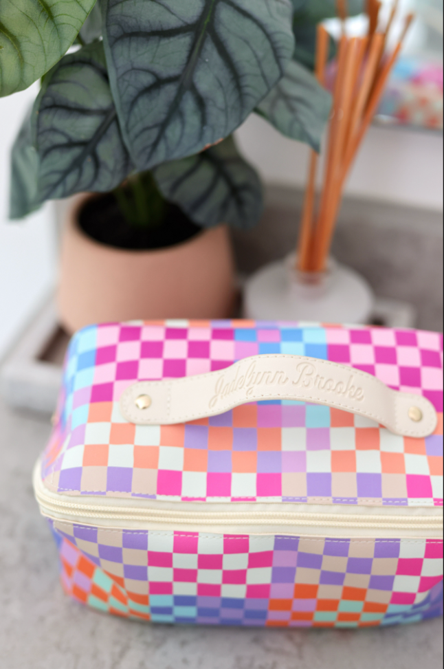 Happy Checkered- Hold All Make Up Bag (Multi Checkered)
