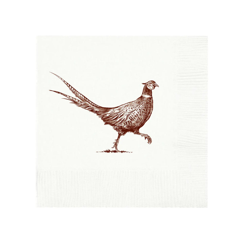 Pheasant Strut White Beverage Napkins