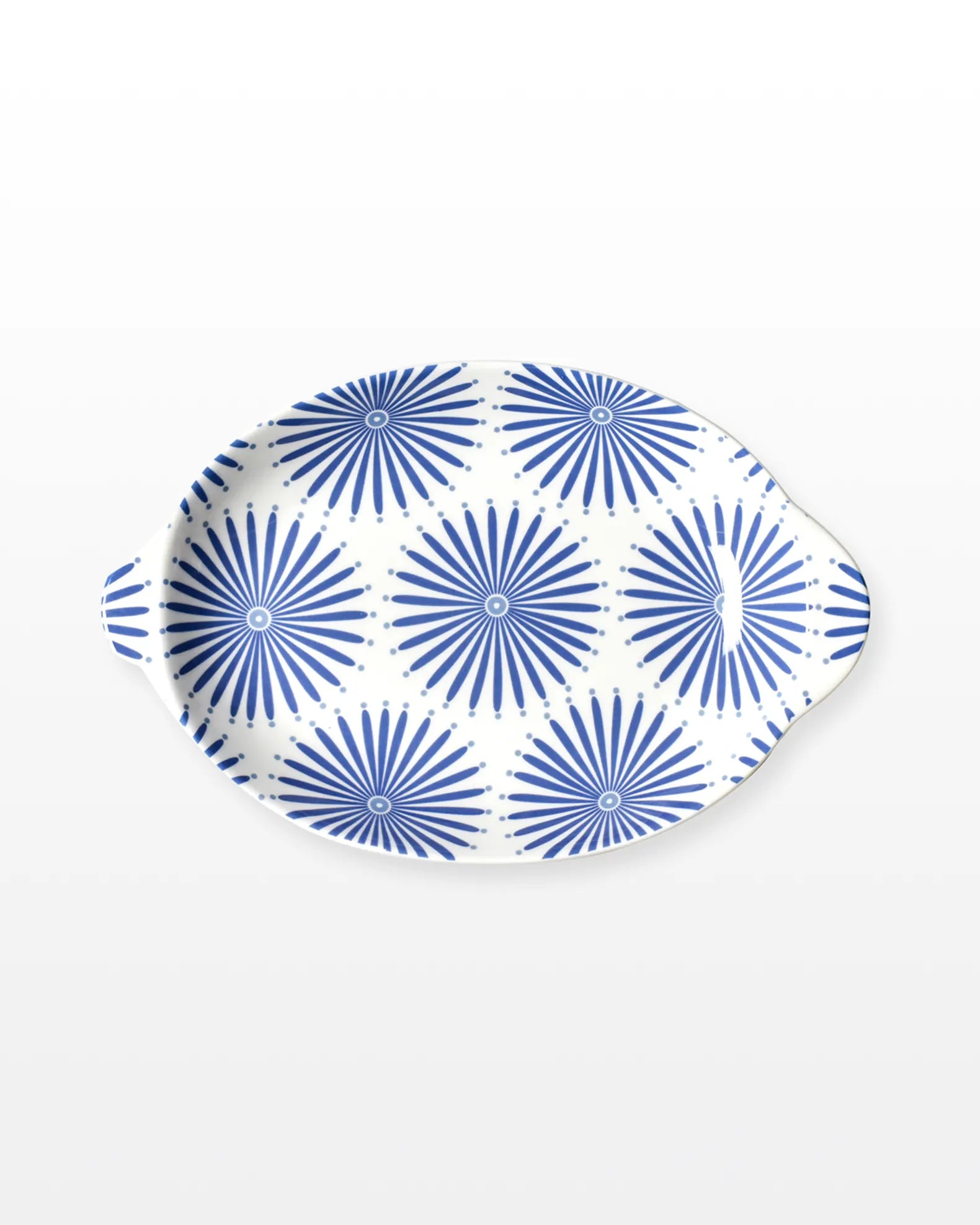 Iris Blue Burst Small Handled Oval Platter