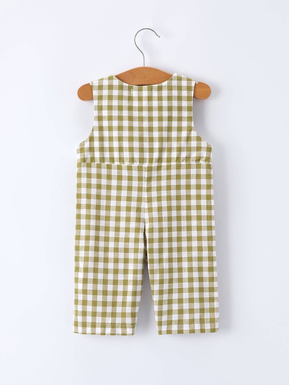 Green Plaid Fish Embroidered Smocked Baby Boy Romper