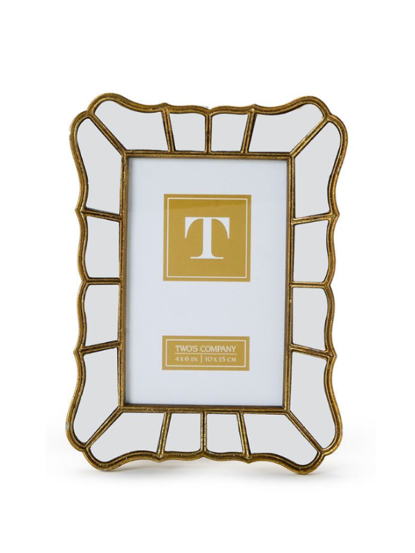 4x6 Heirloom Gold Mirror Scalloped Photo Frame Chic Decor 