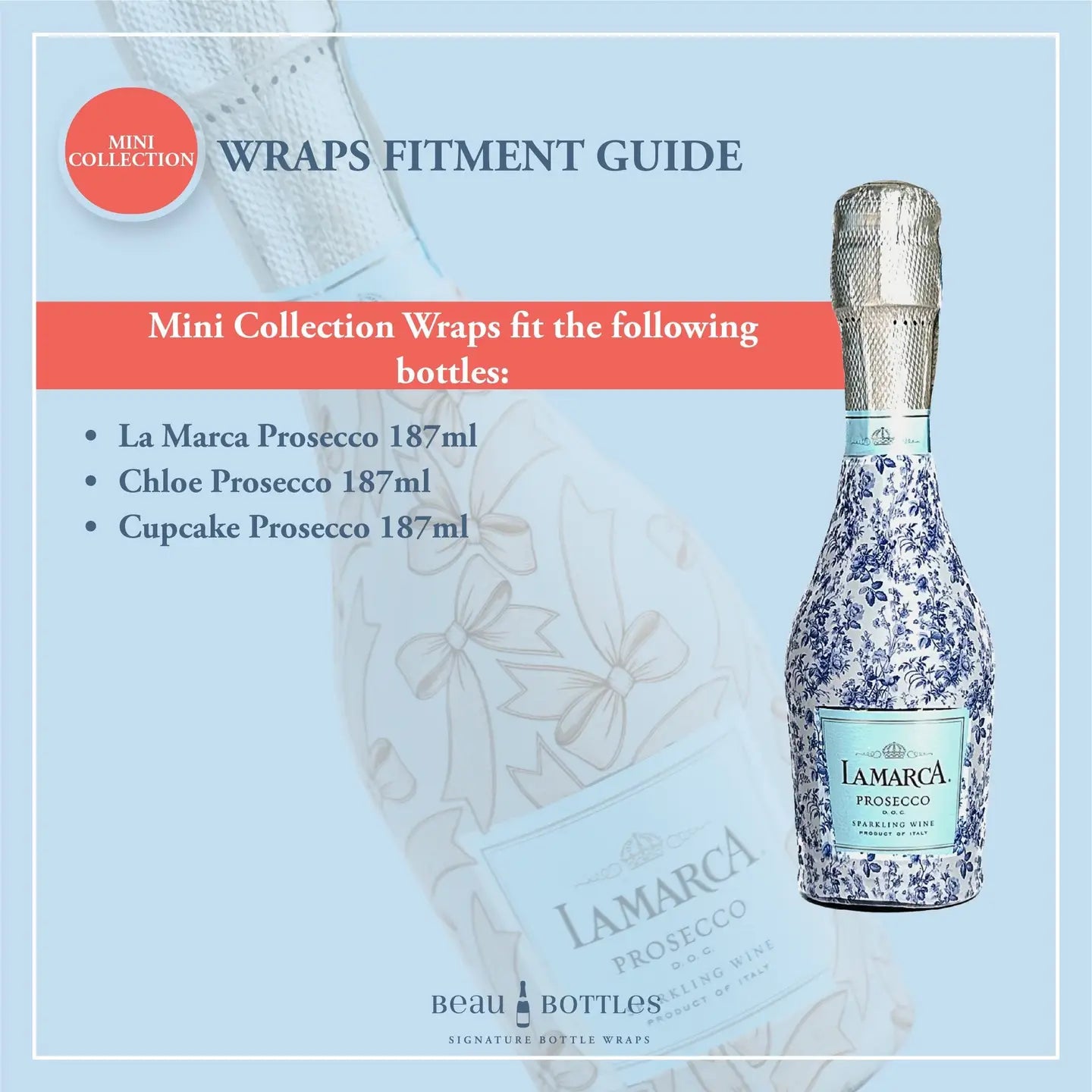 Beau Bottle Tan Leopard- Mini Prosecco Collection- Six Pack