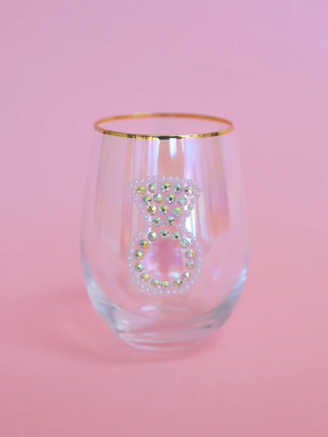 Rhinestone Ring Stemless Wine Glass