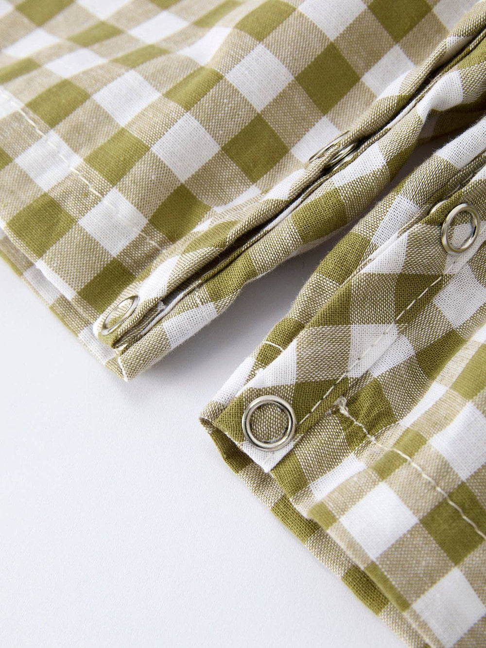 Green Plaid Fish Embroidered Smocked Baby Boy Romper