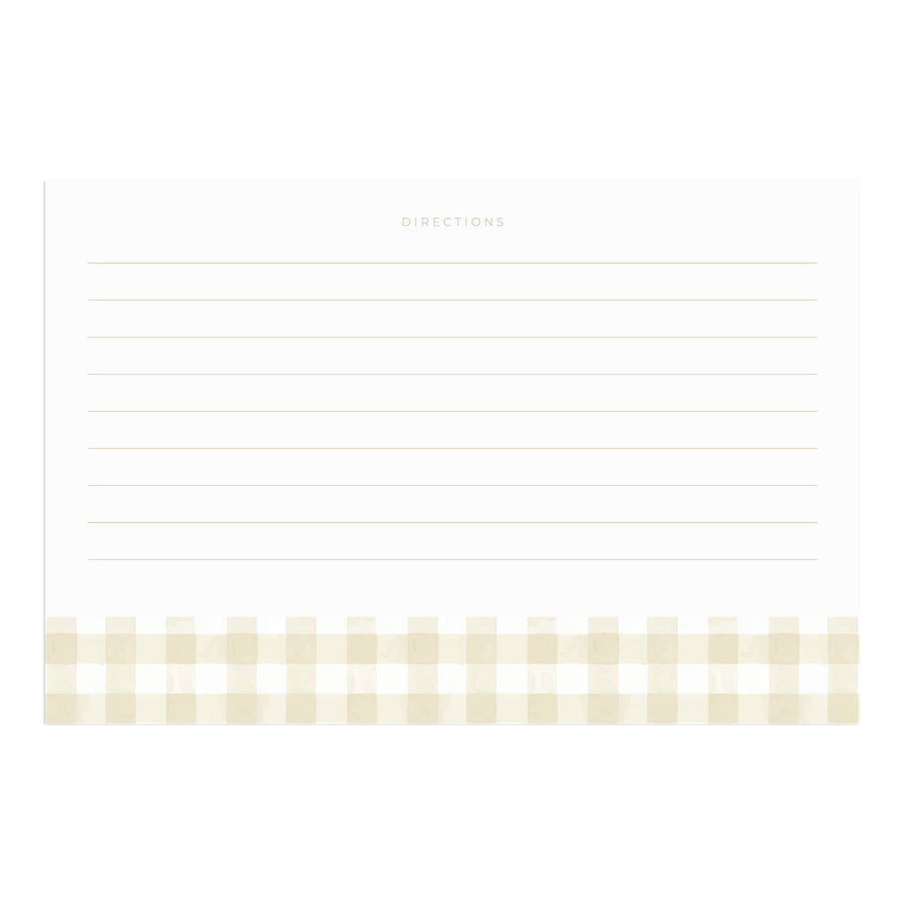 Beige Gingham Recipe Cards