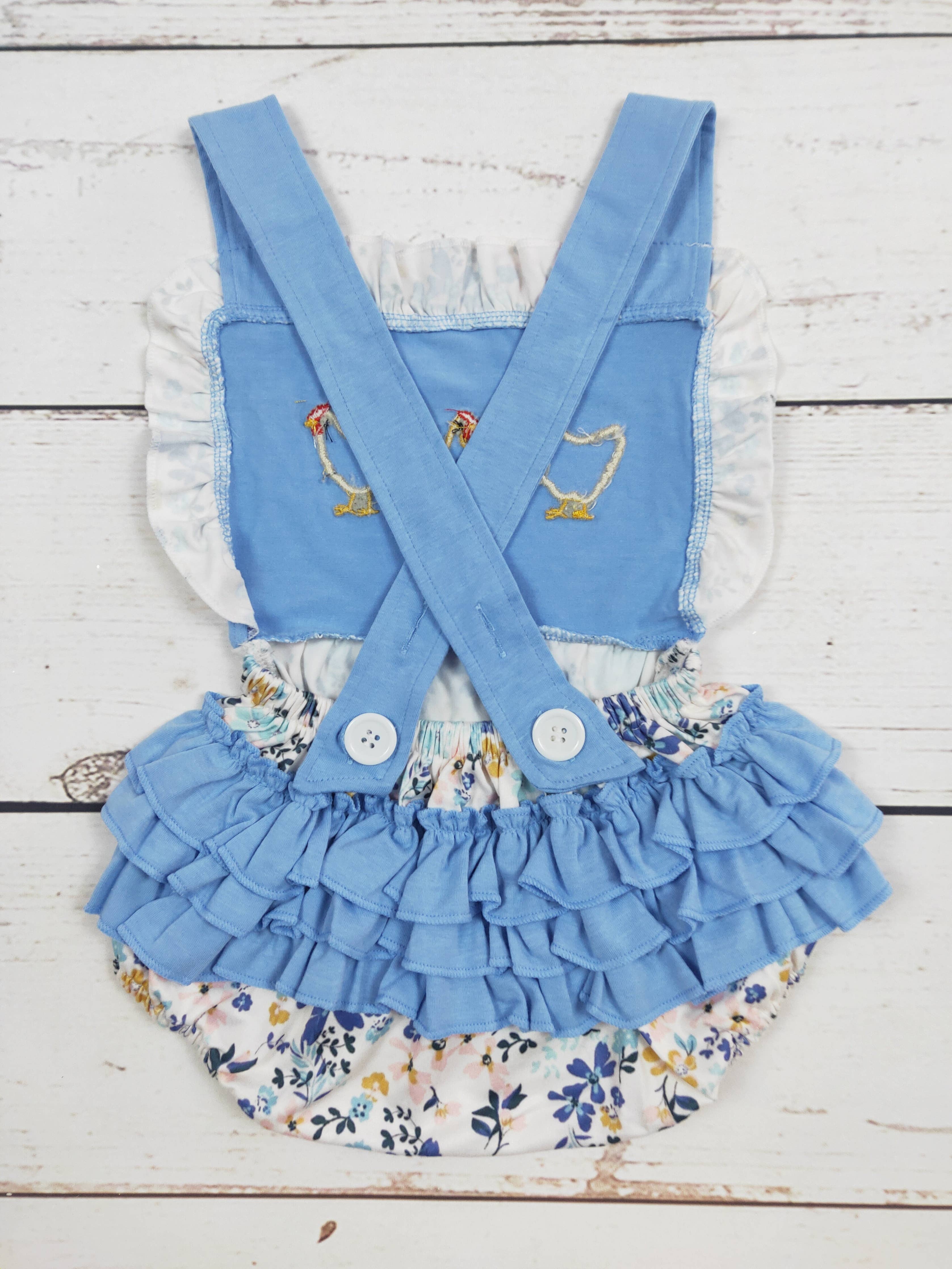 Girls Chicken Appliqué Bubble Onesie