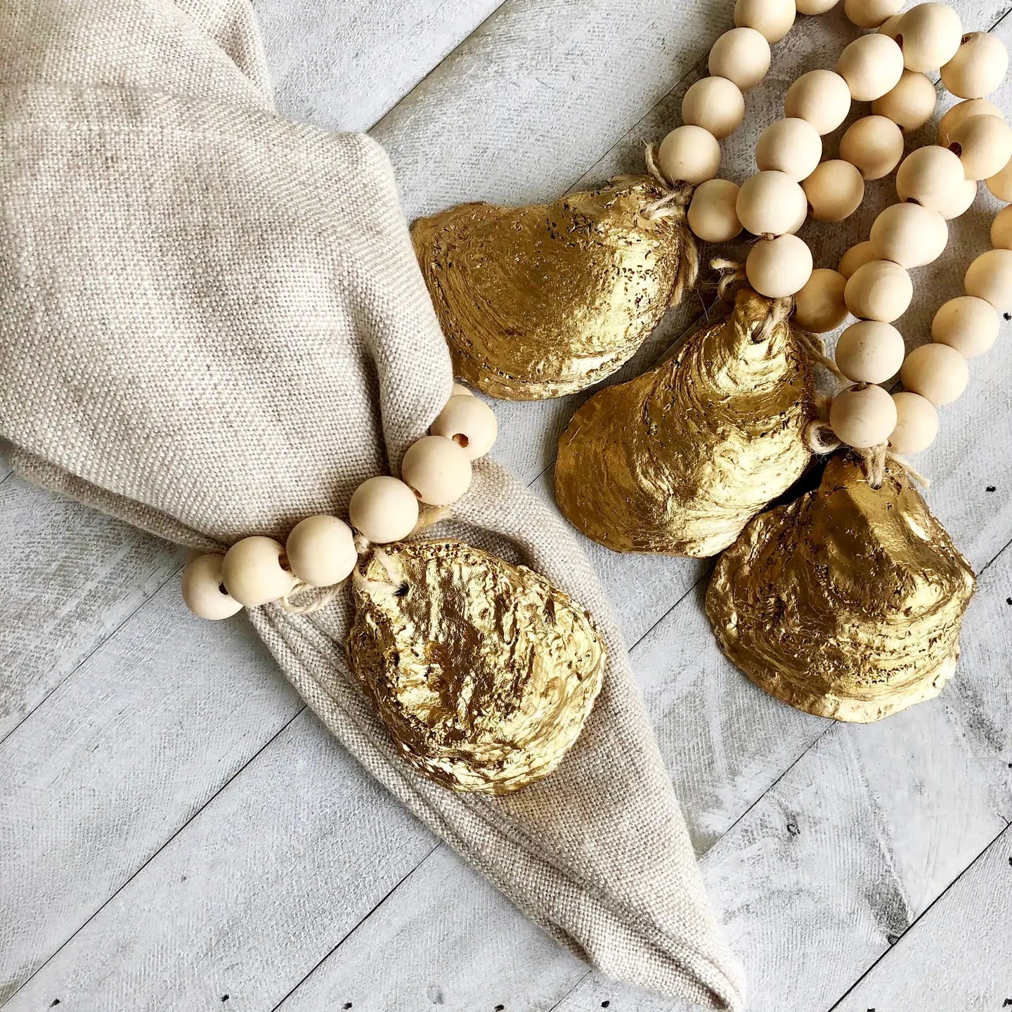 Oyster Shell Napkin Rings- Natural