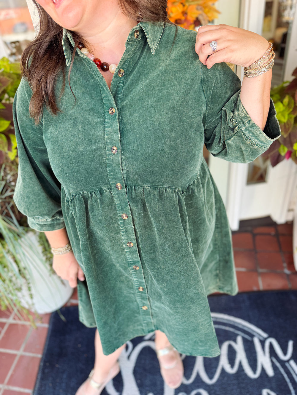 The Kay Emerald Mineral Wash Dress (XL-2X)