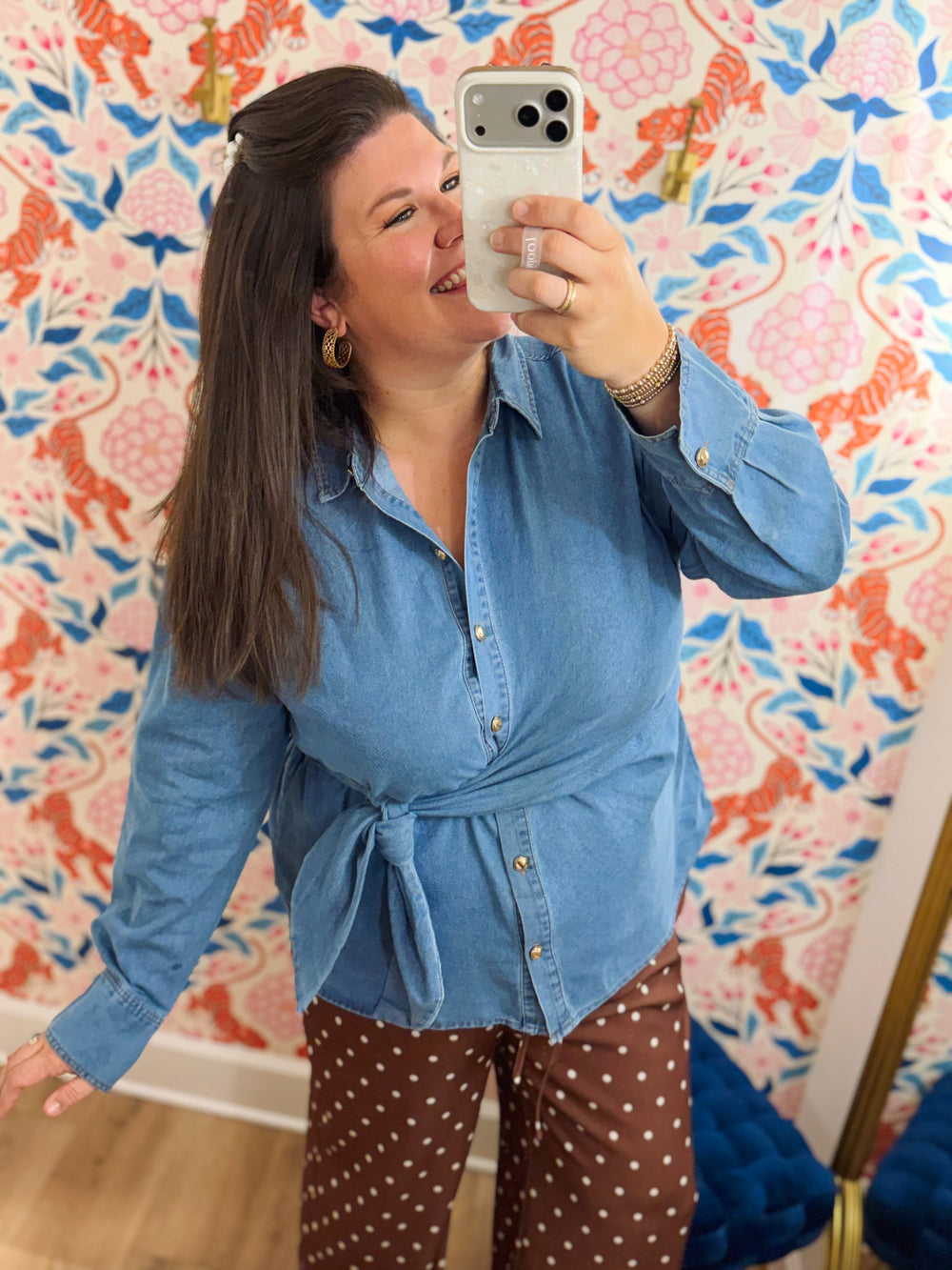 The Ginger Denim Long Sleeve Top (XL-2X)