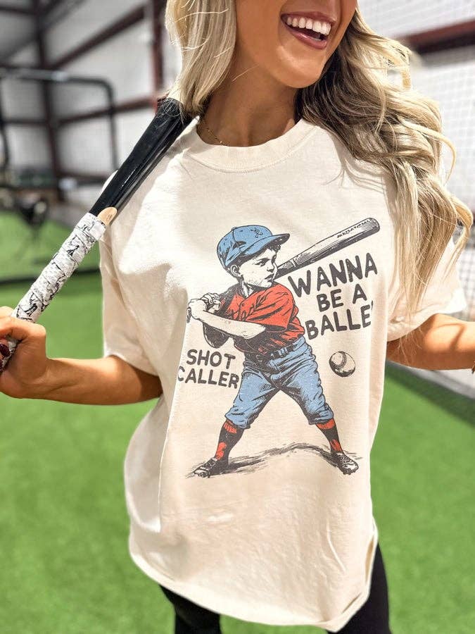 Wanna Be A Baller Graphic Tee In Ivory