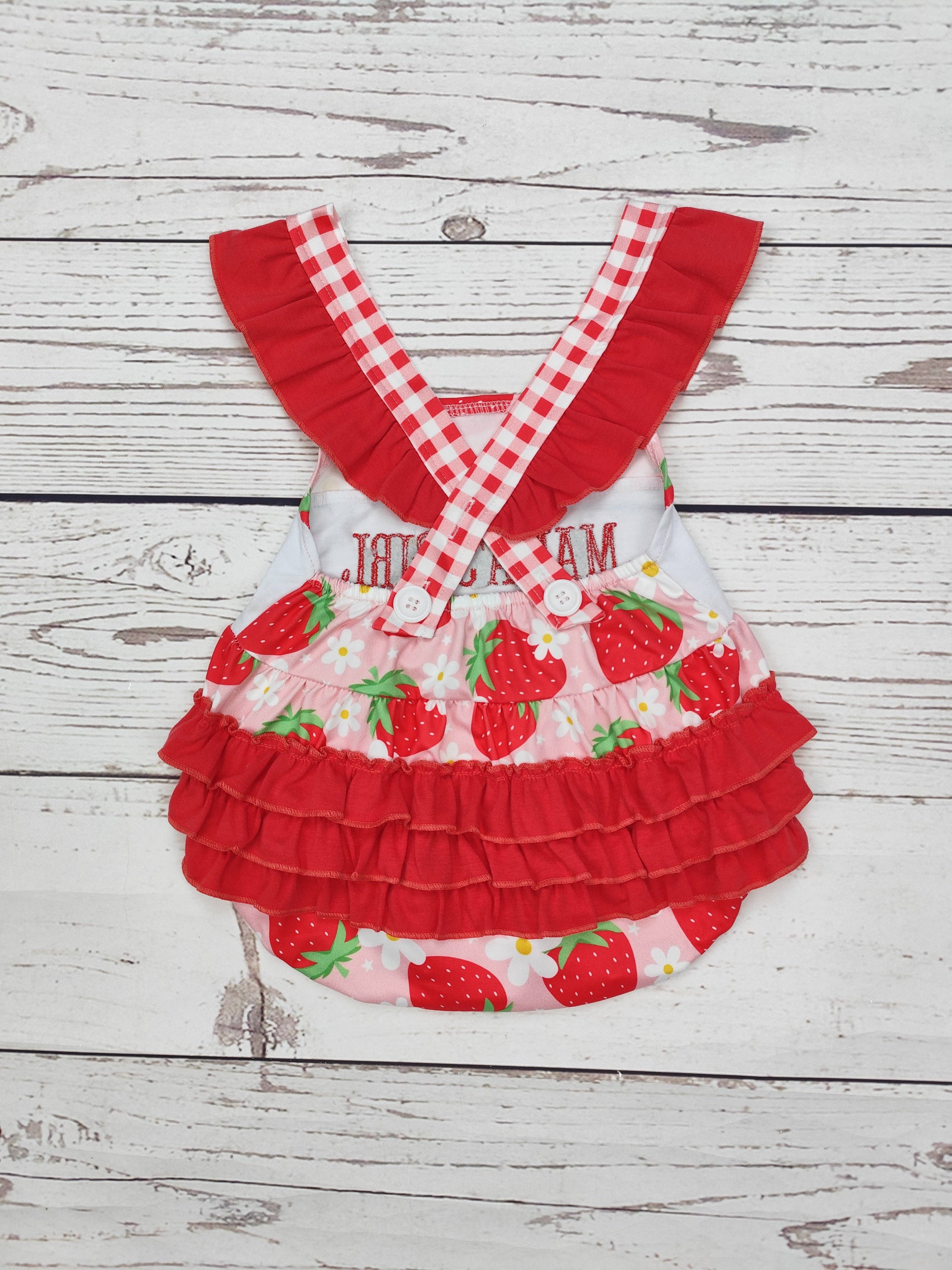 Mama's Girl Appliqué Strawberry Bubble Onesie