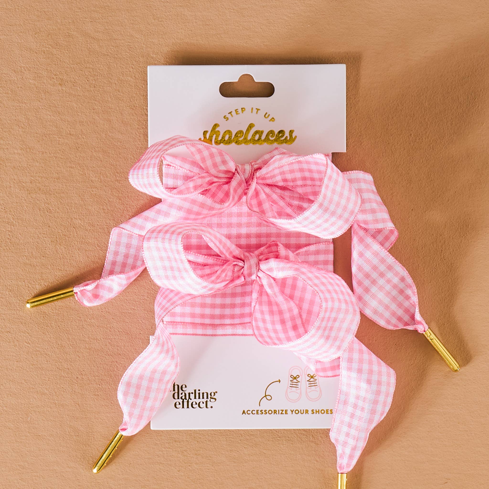 Step It Up Shoelaces in Gingham Pink