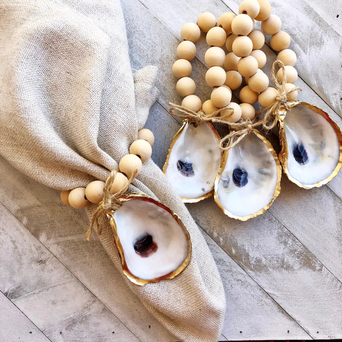 Oyster Shell Napkin Rings- Natural