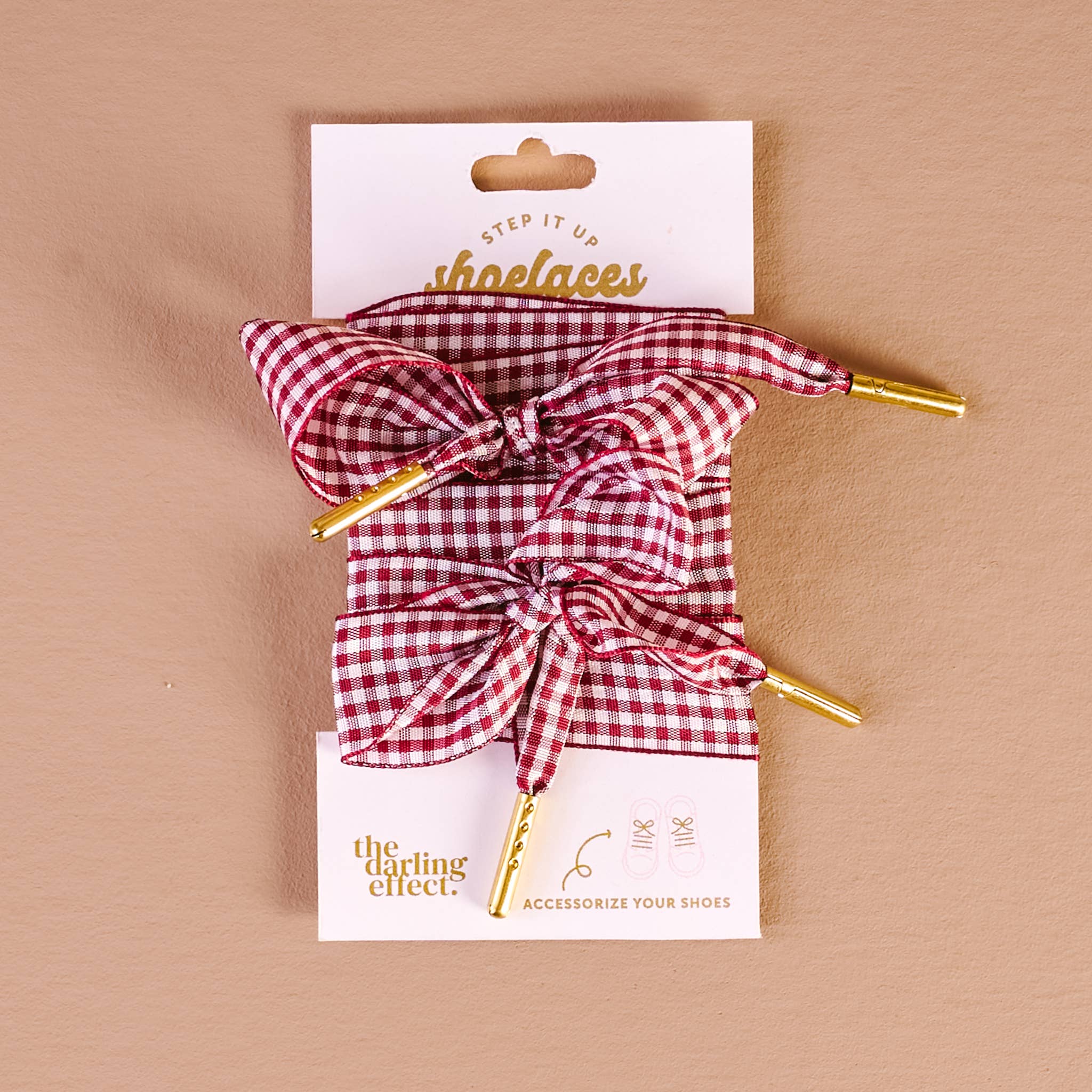 Step It Up Shoelaces in Gingham Burgundy