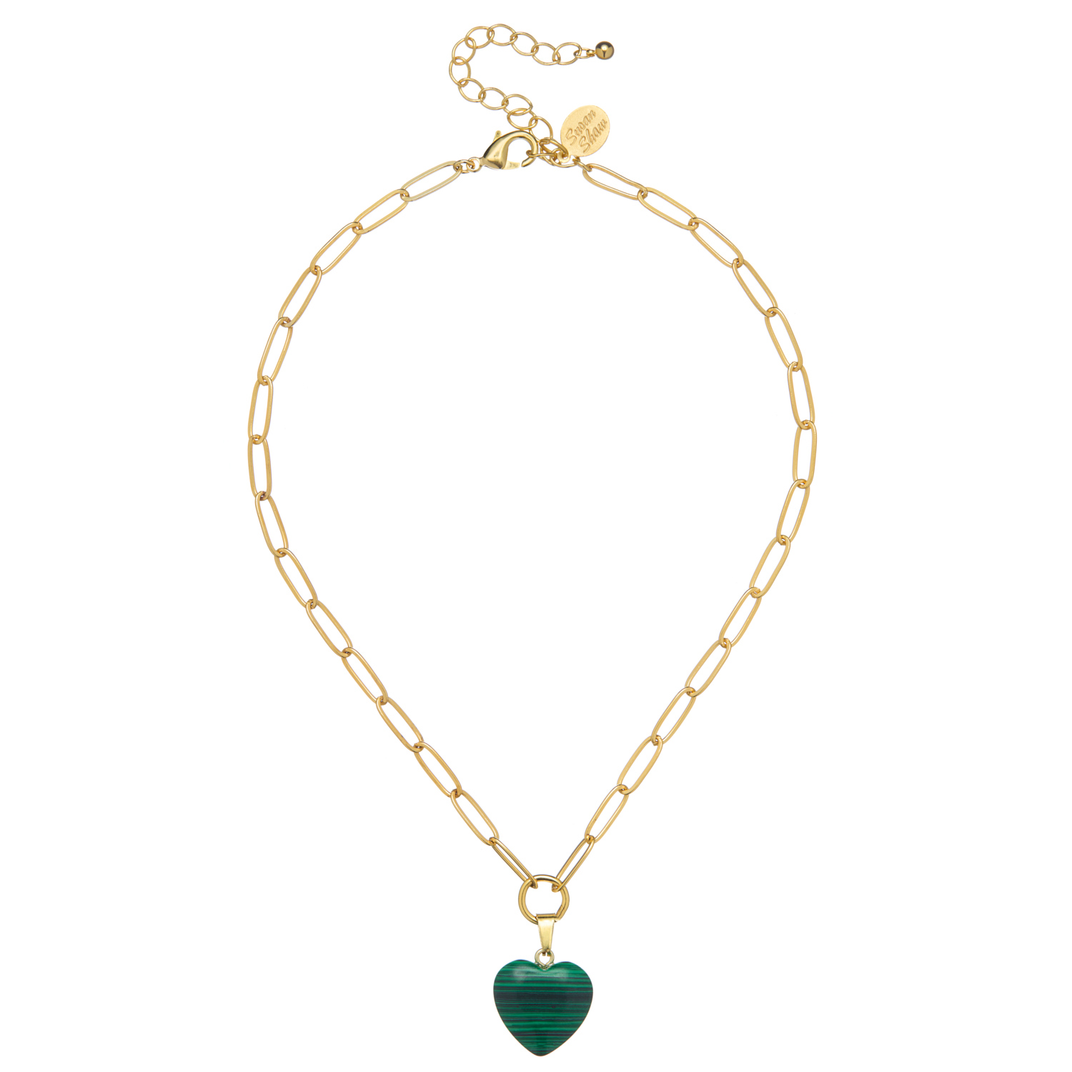Audrey Heart Necklace in Malachite
