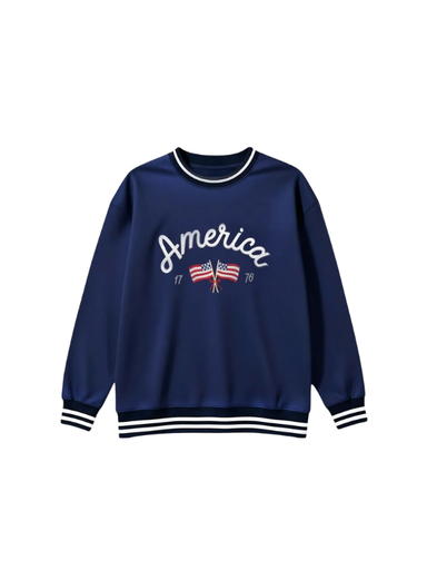 navy striped arms america flag sweatshirt